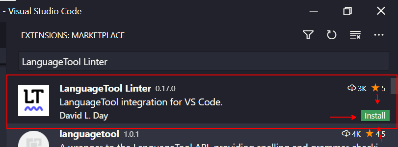 Language Tool Linter Extension