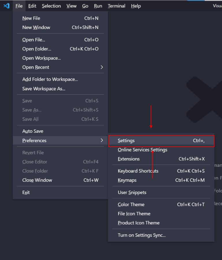 VS Code Settings location